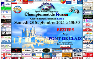 CHAMPIONNAT DE FRANCE Clubs Sportifs Masculins Elite 2                 BEZIERS   VS  PONT DE CLAIX