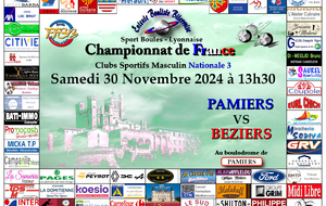 CHAMPIONNAT DE FRANCE Clubs Sportifs Masculins Nationale 3    PAMIERS / BEZIERS 