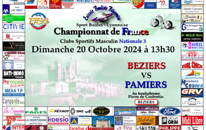 CHAMPIONNAT DE FRANCE Clubs Sportifs Masculins Nationale 3    BEZIERS / PAMIERS