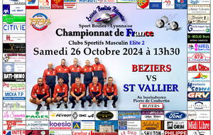 CHAMPIONNAT DE FRANCE Clubs Sportifs Masculins Elite 2    BEZIERS / ST VALLIER