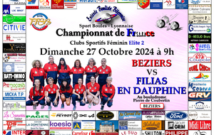 CHAMPIONNAT DE FRANCE Clubs Sportifs Féminins Elite 2    BEZIERS / FILIAS EN DAUPHINE