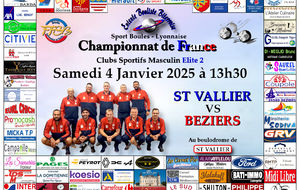 CHAMPIONNAT DE FRANCE Clubs Sportifs Masculins Elite 2   SAINT VALLIER / BEZIERS 