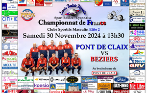 CHAMPIONNAT DE FRANCE Clubs Sportifs Masculins Elite 2    PONT DE CLAIX / BEZIERS 