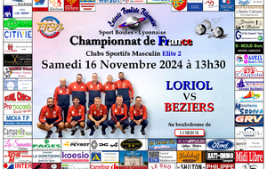 CHAMPIONNAT DE FRANCE Clubs Sportifs Masculins Elite 2    LORIOL / BEZIERS 