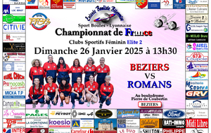 CHAMPIONNAT DE FRANCE Clubs Sportifs Féminins Elite 2    BEZIERS / ROMANS