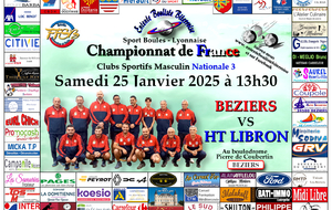 CHAMPIONNAT DE FRANCE Clubs Sportifs Masculins Nationale 3    BEZIERS / HT LIBRON