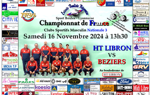 CHAMPIONNAT DE FRANCE Clubs Sportifs Masculins Nationale 3    HAUT LIBRON / BEZIERS 