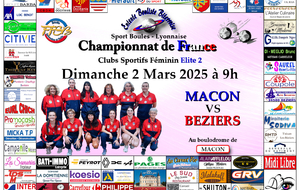 CHAMPIONNAT DE FRANCE Clubs Sportifs Féminins Elite 2    MACON / BEZIERS	