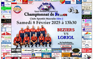 CHAMPIONNAT DE FRANCE Clubs Sportifs Masculins Elite 2    BEZIERS / LORIOL