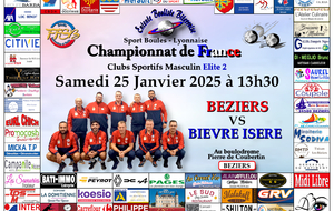 CHAMPIONNAT DE FRANCE Clubs Sportifs Masculins Elite 2    BEZIERS / BIEVRE ISERE