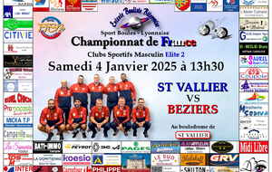 CHAMPIONNAT DE FRANCE Clubs Sportifs Masculins Elite 2   SAINT VALLIER / BEZIERS 