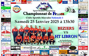 CHAMPIONNAT DE FRANCE Clubs Sportifs Masculins Nationale 3    BEZIERS / HT LIBRON