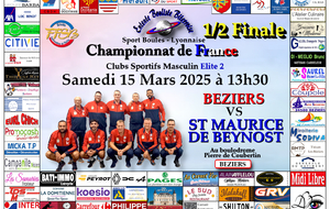 CHAMPIONNAT DE FRANCE Clubs Sportifs Masculins Elite 2    1/2 FINALE     BEZIERS  VS ST MAURICE DE BEYNOST  