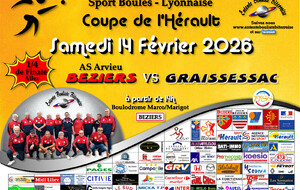 COUPE DE L'HERAULT  AS  1/4 DE FINALE (Aller)  BEZIERS 1 / GRAISSESSAC  A 14H