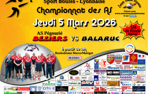 CHAMPIONNAT des AS 1/4 DE FINALE (Retour)    BEZIERS 2  /  BALARUC  A 18H